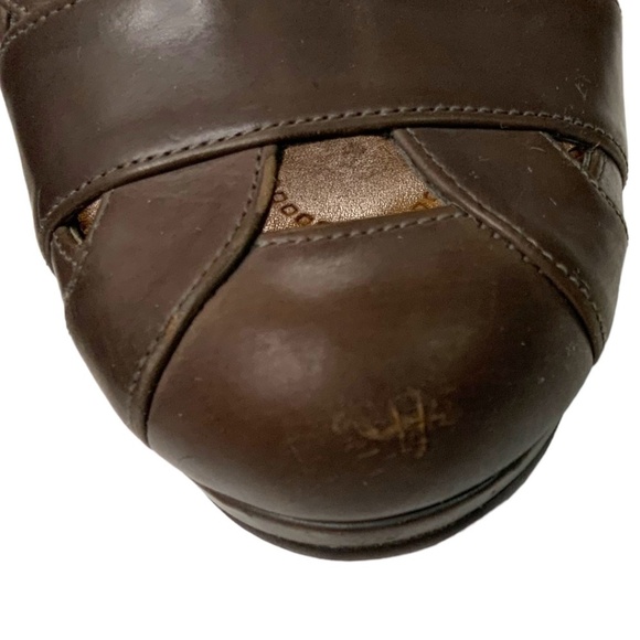 Chie MIHARA Brown Genuine Leather Closed Toe Heeled Mary Jane Sandal US Sz 8.5 - Picture 6 of 12